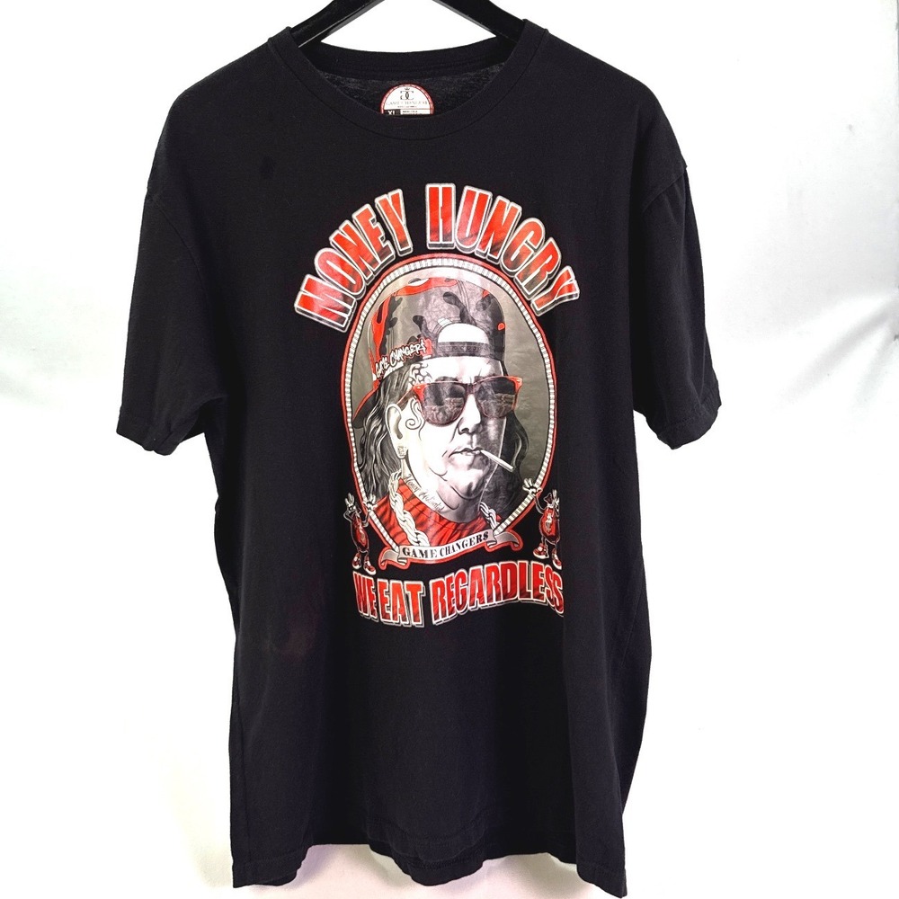 Game Changers Money Hungry We Eat Regardless Black Graphic T-Shirt Mens XL